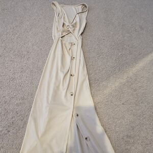 Elegant Cream Button-Down Dress